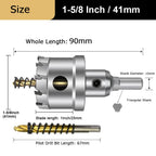 ASNOMY Tungsten Carbide Tipped Hole Saw Drill Bit for Hard Metal, 1-5/8 Inch T.C.T Hole Saw Cutter with 2pcs Pilot Drill bit for Metal, Stainless Steel, Iron, Wood, Plastic