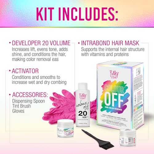 Punky Colour Off Hair Dye Remover Kit, Safely Removes Temporary, Semi-Permanent, Demi-Permanent, and Permanent Hair Colors, Easy and Gentle Hair Color Removal Solution