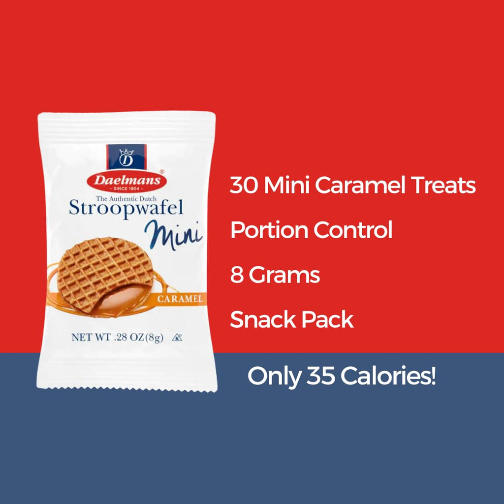 Stroopwafel Caramel Mini 30 Count, Individually Wrapped Dutch Waffle Cookies, Holiday Office Snacks, Coworker Gift Ideas, Secret Santa Gift, Office Christmas Treats, European Style Waffles