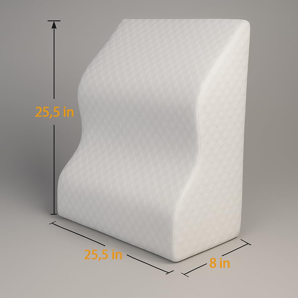 Aeris Wedge Pillow for Sleeping -Post Surgery Pillow -Unique Curved Design -Memory Foam- Incline Pillow for Elevation,Pregnancy,Reading,Back & Knee Support,Breathing –,Washable Cover