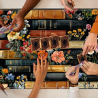 Playmats for Magic: The Gathering MTG Card Game Mat Plus 50 Pcs Card Sleeves, 24 x 14 inch TCG Mat with Stitched Edge for Commander Deck Duskmourn Board Game, Books and Flowers