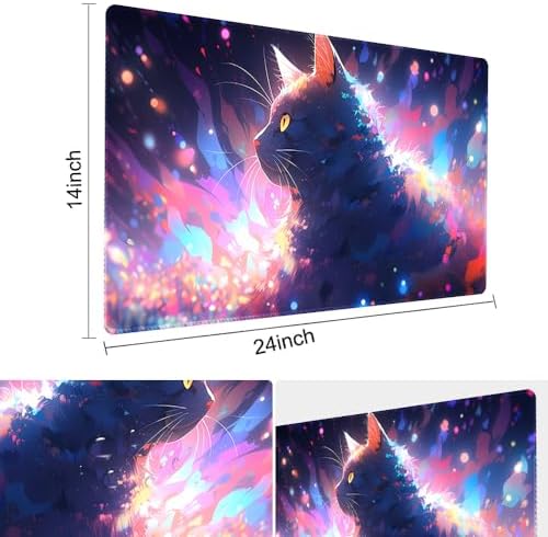 Board Game 14x24in MTG Playmat Compatible for OCG CCG RPG TCG Playmats (Colorful Cat 1)