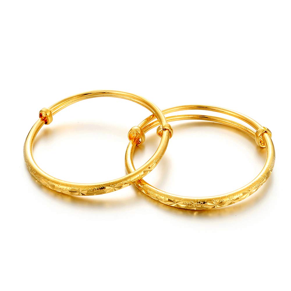 Ethlyn 2pcs/lot 18K Gold Plated Stars Kids Lucky Bangles &bracelets Birthday Christmas Gifts for baby boys and girls (B151)