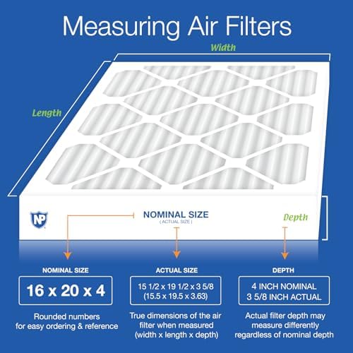 Nordic Pure 16x20x4 (15_1/2 x 19_1/2 x 3_5/8) Pleated MERV 12 Air Filters 2 Pack