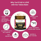 Whipped Tallow Balm - 100% Grass-Fed Beef Tallow, Pure Organic Moisturizer for Face & Body, Anti-Aging, Wrinkles, Fine Lines, Firming, Uneven Tone & Pigmentation - Handmade (2 Fl oz, Unscented)