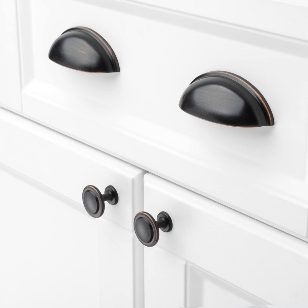 KOOFIZO Round Cabinet Knobs Oil Rubbed Bronze Cabinet Pulls, Dia. 1-1/4 Inch, 10 Pack Bronze Drawer Knobs for Kitchen Cabinets 1960 Drawers Dresser Cupboard Bedroom Bathroom