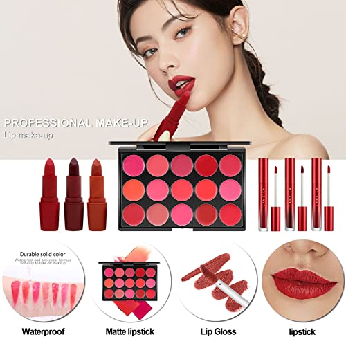 MISS ROSE M All In One Full Makeup Kit for Women, Multipurpose Makeup Sets, Beginners and Professionals Alike, Easy to Carry(Pink)