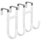 FYY Over the Door Hooks, Double-Hanger 2 Pack, Fits Doors 1 3/8" White