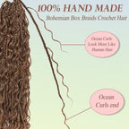 Goddess Box Braids Crochet Hair for Black Women 24 Inch 7 Packs Boho Crochet Box Braids Pre Looped Bohomian Box Braids crochet hair with Curly Ends Synthetic Braiding Hair Extensions M33/30/27