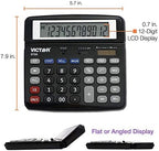 Victor 9700 12-Digit Standard Function Business Calculator, Battery and Solar Hybrid Powered Tilt LCD Display, Great for Home and Office Use, Black