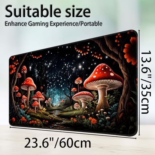 for MTG Game Playmat, for Magic TCG Rubber Play mat,Tabletop Card Playmats with Smooth Surface,Trading Card Inked Game Mat,Battle Game,Forest Musnroom