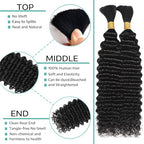 Human Braiding Hair for Boho Braids Deep Water Wave Bulk Human Hair 110g 16 Inch Curly Wave for Boho Braids Extensions No Weft 12A Wet and Wavy 2 Bundles/Pack Natural Color