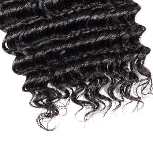 Human Braiding Hair Boho Braids Human Hair No Weft Micro Wet And Wave Braiding Hair 50g One Bundle/Pack (20 inch,Deep Wave Natural Black)