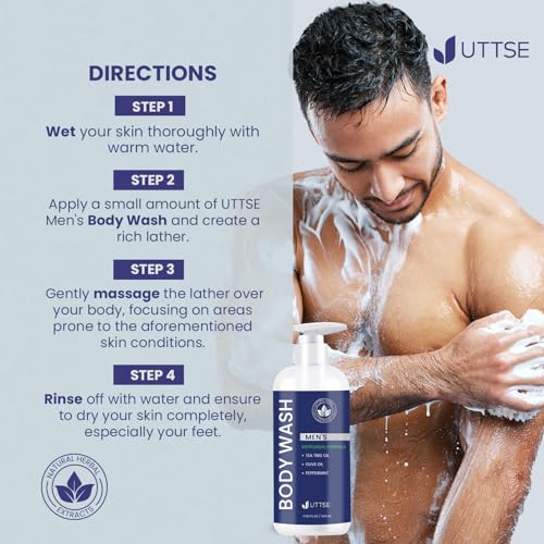 Tea Tree Body Wash: Antifungal Soap for Men - Eliminates Body Odors & Skin Irritations - 11.8fl oz/350mL