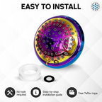 Luxury Spa Series Shower Head, 6 Spray Setting, 4.5 Inch Adjustable High Pressure Shower Head Fixture for Hard Water, 360-Degree Tilt Massage Shower System - Rainbow Finish Shower Head