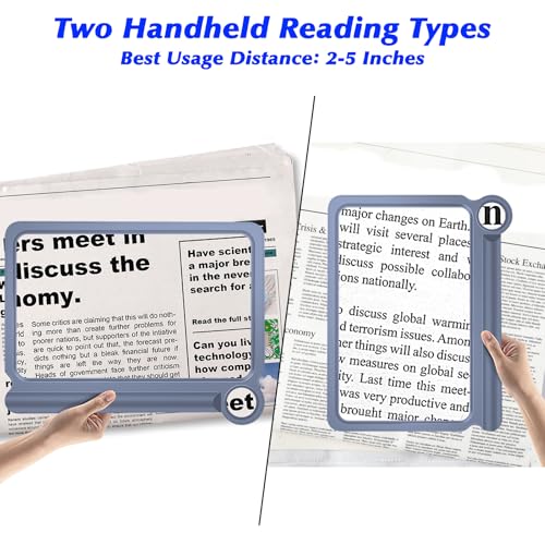 NZQXJXZ 30X 6X Reading Magnifier for Seniors Large, Large and Lightweight Magnifying Glass, Full Book Page Viewing Area, Perfect Handheld Magnifier for Reading Small Prints and Low Vision,Blue