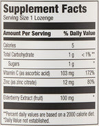 Amazon Elements Elderberry Complex, Immune System Support, 60 Berry Flavored Lozenges, Elderberry 100mg, Vitamin C 103mg, Zinc 12mg per Serving (Packaging May Vary) (Pack of 2)