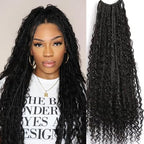 Crochet Human Hair Boho Box Braids with Human Hair Curls Pre-looped Crochet Braids Synthetic Braids with Human Hair Curly for Black Women 18inch 2Pack 80Strands