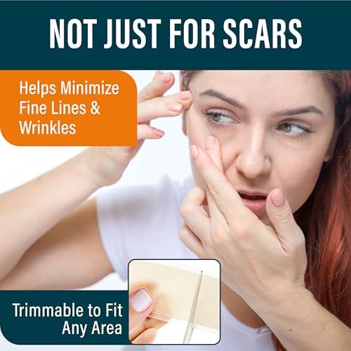 NUVADERMIS Silicone Scar Sheets – Extra Long Medical-Grade Scar Sheets for C-Section, Tummy Tuck, Keloid, and Surgical Scars – Reusable and Effective – Pack of 4 – Dark Tone