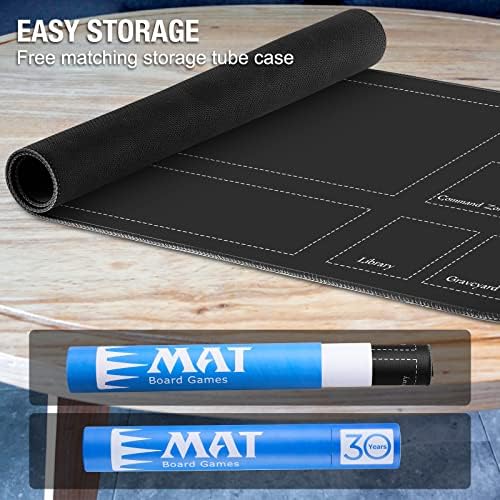 Stitched Playmat for MTG Magic The Gathering - Play Mat with Tube Case for MTG Card Game Playing(Black Zones)