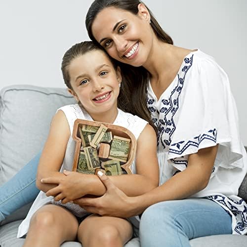 SummiDate Wooden Letter Piggy Bank| Piggy Bank for Boys Girls Toddler| Alphabet Q Money Bank| Coin Bank Birthday Gift for Kids|Birthday Gift for Kids (Q)