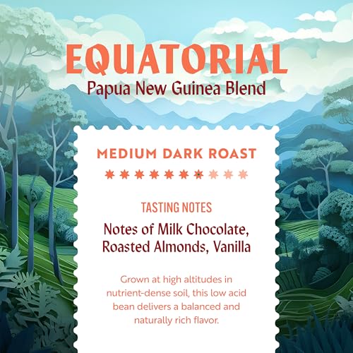 Clean Coffee Co. - Low Acid Medium-Dark Roast, Tested for Molds and Toxins, Papua New Guinea Blend, Notes of Milk Chocolate and Roasted Almonds (Whole Bean, 12 oz Bag)