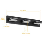 SineRise LED Modern Bathroom Vanity Light Fixtures, Modern Acrylic Bathroom Wall Lighting Fixtures Over Mirror, 3-Light, 24-Inch, Black, White