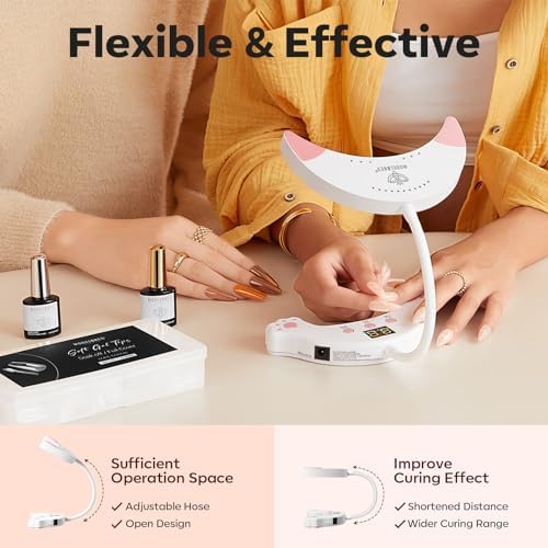 Modelones UV LED Nail Lamp, Gooseneck UV Lamp for Gel x Nails, 48 W Nail Light for Gel Nail Polish with 3 Timers and LCD Display, UV Light for Gel Nails, LED Nail Lamp for Fast Curing