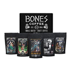 Bones Coffee Company Favorite Flavors Sample Pack Gift Set, Medium Roast Whole Bean Coffee Low Acid Flavored Coffee Beans (4 oz, Pack of 5)