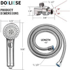 Shower Head, High Pressure 6 Setting Shower Head Hand-Held with ON/OFF Switch and Spa Spray Mode - Shower Heads with Handheld Spray High Pressure - Brushed Nickel