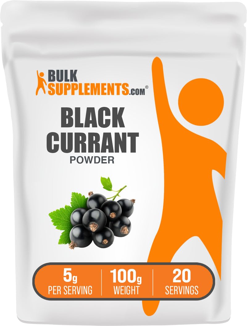BulkSupplements.com Blackcurrant Powder - Black Currant Supplement, Superfood Supplement - Air Dried & Gluten Free, 5g per Serving, 100g (3.5 oz) (Pack of 1)