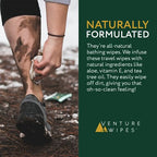 Venture Wipes Tea Tree Oil Body Wipes - Adventure Wipes for Adults - Biodegradable Cleansing With Aloe and Vitamin E - Camping Essentials - Individually Wrapped - 25 Count Bag