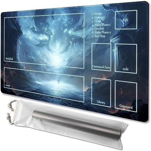MTG Playmat Size 24x14in Free Storage Bags Non-Slip Backing Printing, Ideal for Card Game Enthusiasts TCG Playmat (with Zone,Battle)
