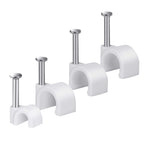 Cable Wire Clips 4mm 6mm 8mm 10mm Cable Management RG6 RG59 CAT5 CAT6 RJ45 Electrical Ethernet Dish TV Speaker Wire Cord Tie Holder Single Coaxial Nail Clamps(Pack of 2000)