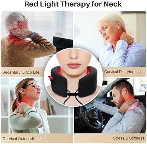 Comfytemp Portable Cordless Red Light Therapy for Neck Pain Relief, FSA HSA Eligible Near Infrared Light Therapy Neck Wrap, Rechargeable Wireless Wearable Light Wrap for Travel