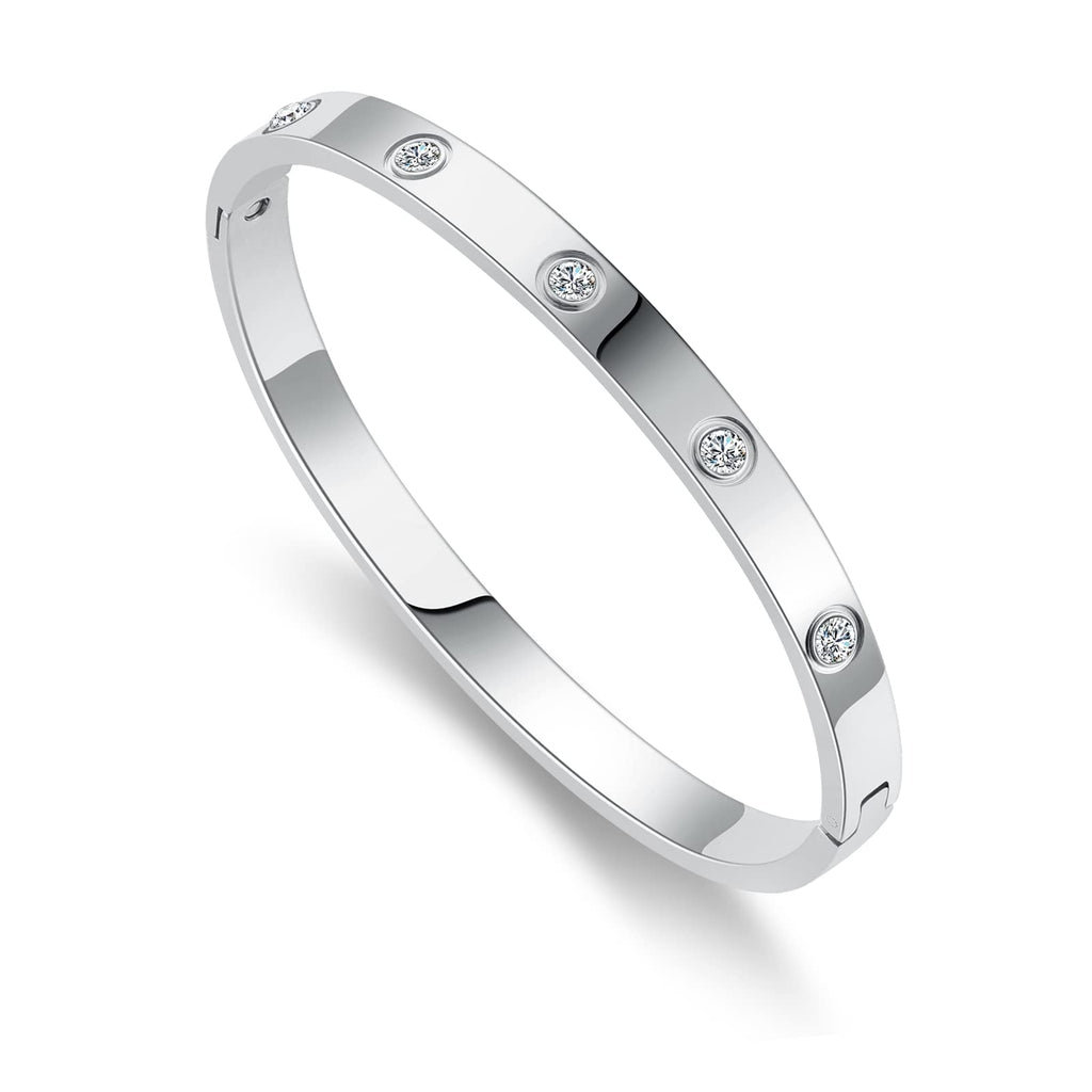 RIMRIVA Silver Bracelets for Women Trendy Love Bangle Friendship