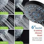 Hotel Spa AquaCare As-Seen-On-TV High Pressure Handheld/Rain 50-mode 3-way Shower Head Combo with Adjustable Arm - Anti-clog Nozzles, Tub & Pet Power Wash, 6 ft. Hose, Matte Black Finish