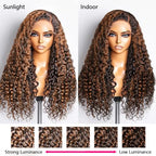 P1B/30 Highlight Ombre Lace Front Wig Human Hair Wigs for Women 250% Density 13x6 Deep Wave HD Lace Frontal Wig Pre Plucked P1B/30 Deep Curly Glueless Wigs Human Hair（#P1B/30,30Inch）