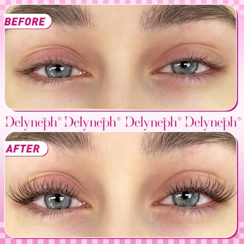 Natural Lash Clusters Kit Wispy 9-14MM Cluster Eyelash Extensions C Curl Eyelash Clusters Thin Band Individual Lashes DIY Lash Extension Kit with Lash Remover for Self Application by Delyneph