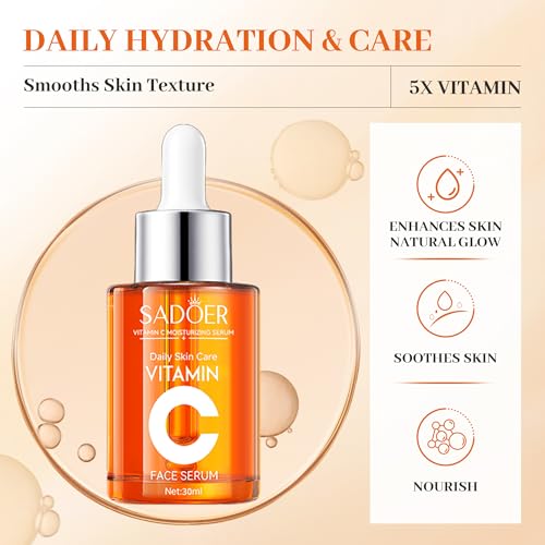 Advanced Vitamin C Gloss Serum - Stabilized Complex with Hyaluronic Acid & Centella | Hydrating Facial Essence for Dullness & Uneven Texture, Sensitive Skin-Friendly Formula, 1 fl oz