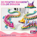 Large 3D Printed Dragon,30 Inch 3D Dragon Toys,Bigger Fidget Crystal Animals Toys, 3D Printed Articulated Animals for Home Office Car Desk Decor（Rainbow