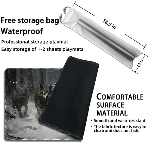 Playmat for MTG, with Free Storage Bags,Game Mat 24 x 14 inches, TCG and Board Game Mat for Cards,Mousepad Desk Mats (with Zones,Magic Mat 5)