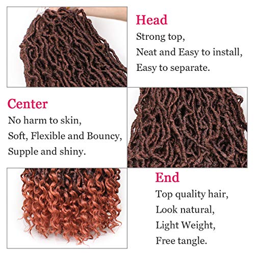 Leeven 24 Inch Ombre Red Goddess New Faux Locs Crochet Hair 7 Packs Boho Soft Locs Crochet Braids Hair With Curly Ends Synthetic Locs Braiding Hair for Women 12 Strands/Pack (T350#)