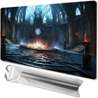 MTG Playmat Size 24x14in Free Storage Bags Non-Slip Backing Printing, Ideal for Card Game Enthusiasts TCG Playmat (No with Zone,Pitch Black Church)
