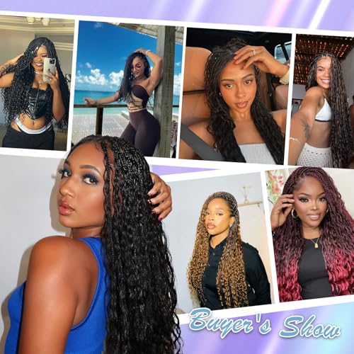 200g Curly Braiding Hair for Boho Braids 18 Inch Deep Wave Bulk No Weft Wet and Wavy Crochet Hair for Women Knotless Braiding Hair Extensions 4 Packs Natural Black