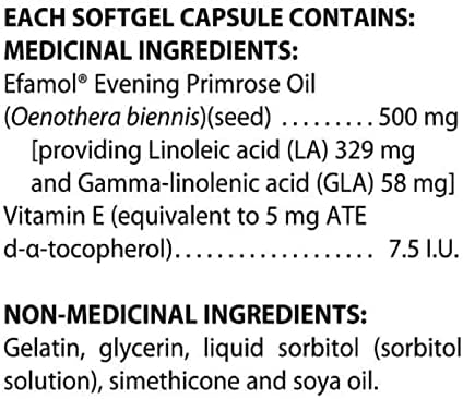 Efamol - Beautiful-Skin Evening Primrose Oil, clinically proven to improve skin moisture, elasticity and firmness, wrinkles and dull skin, naturally rich in GLA - 500 mg 180 Softgel Capsules