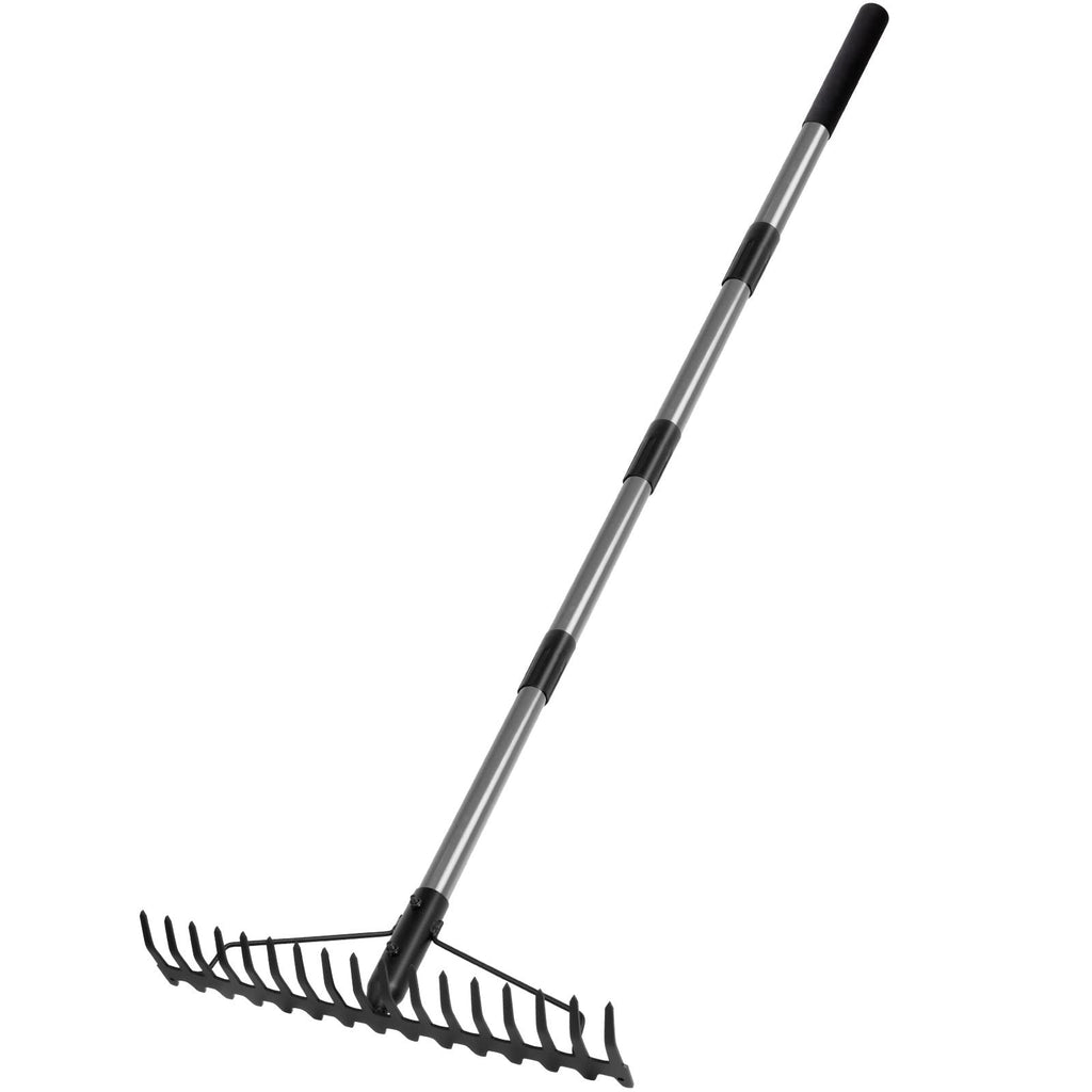 Walensee Heavy Duty Dual-Sided Bow Rake, 63" Stainless Steel Handle, Heat-Treated Manganese Steel Head, 17 Steel Tines Metal Garden Rake for Soil Loosening, Yard Leveling, Lawn Care and Thatch Removal