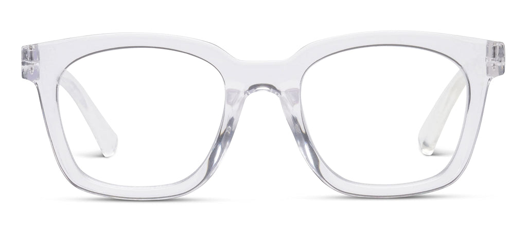 Peepers by PeeperSpecs Women's to The Max Square Blue Light Blocking Reading Glasses, Clear, 49 + 2