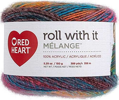 Red Heart Roll with It Melange Show Time E890-0752 (3-Skeins - Same Dye Lot) Worsted Medium #4 Acrylic Yarn for Crocheting and Knitting with Project Bag