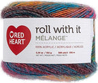 Red Heart Roll with It Melange Show Time E890-0752 (3-Skeins - Same Dye Lot) Worsted Medium #4 Acrylic Yarn for Crocheting and Knitting with Project Bag